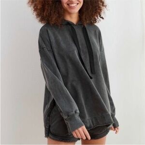 Aerie Sunwashed Desert Hoodie in Smoked Grey Size Small Casual